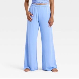 Women's PeachySoft French Terry Fleece Wide Leg Lounge Pants Wild FableBlue S-1X